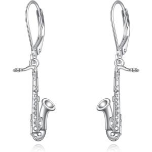 YFN Sport and Music Earrings Sterling Silver Sport Lover Music Lover Jewelry Gifts for Women Men(Saxophone)
