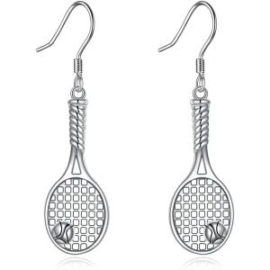 YFN Sport and Music Earrings Sterling Silver Sport Lover Music Lover Jewelry Gifts for Women Men(Tennis Racket)