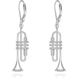 YFN Sport and Music Earrings Sterling Silver Sport Lover Music Lover Jewelry Gifts for Women Men(Trumpet)