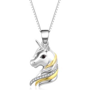 YFN Sterling Silver Necklace for Women Unicorn/Dinosaur/Flamingo Pendant Necklaces Jewelry Gift for Women(Modern)