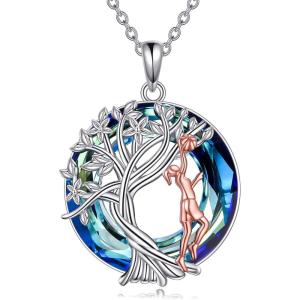 YFN Tree of Life Necklace Sterling Silver Crystal Jewelry Graduation Birthday Gifts for Women(Basketball)