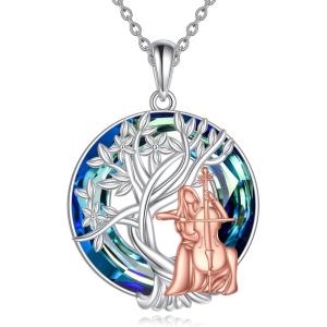 YFN Tree of Life Necklace Sterling Silver Crystal Jewelry Graduation Birthday Gifts for Women(Cello)