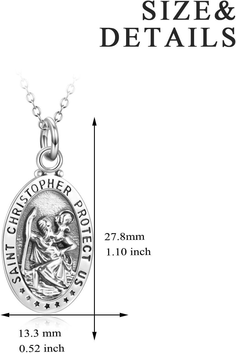 image:imageYFN 925 Sterling Silver Patron Saint Medal Necklace Amulet Necklace Protection Jewelry for Women and Menwith Gift BoxA01 St Christopher