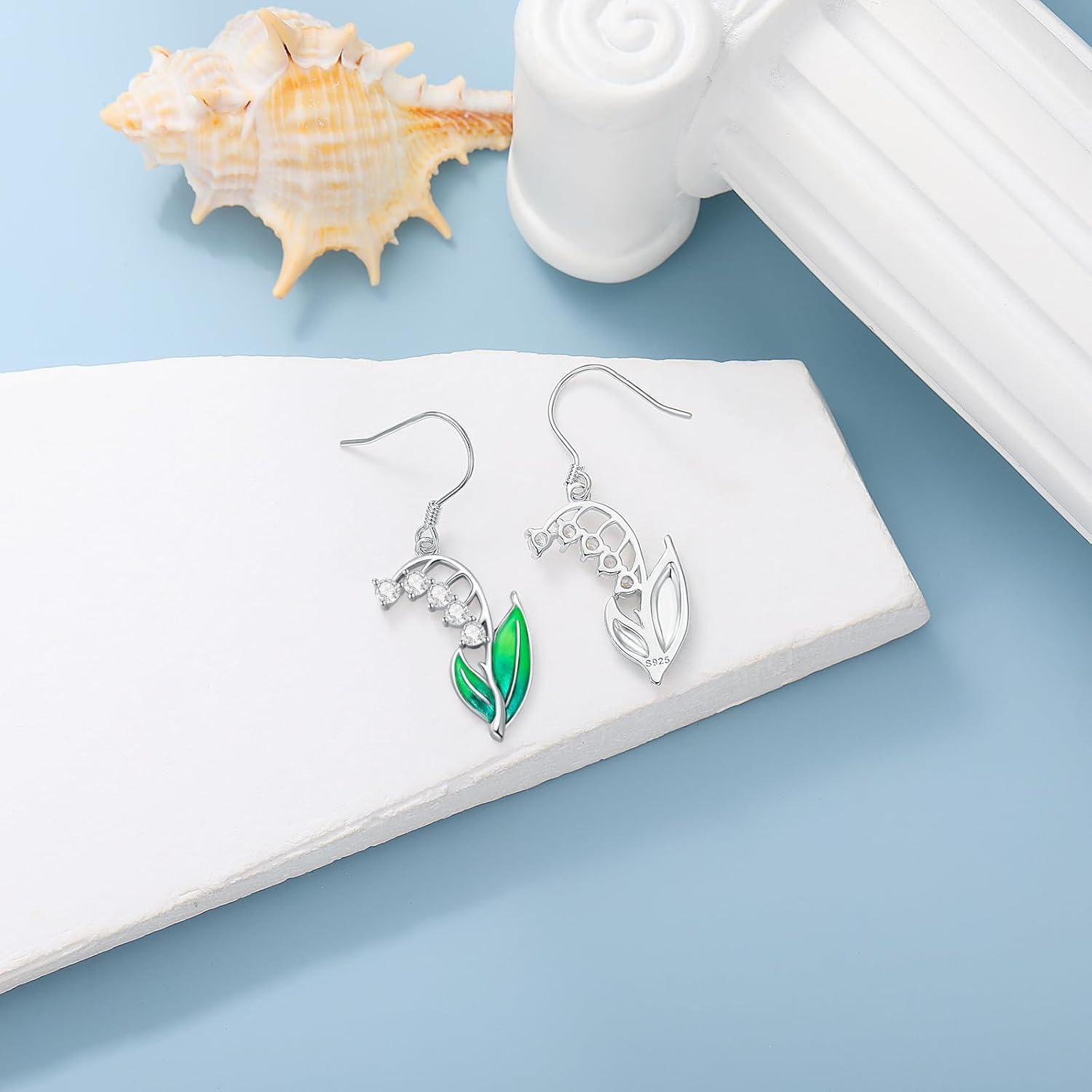 image:imageYFN Birth Month Flower Drop Dangle Earrings S925 Sterling Silver Birthday Jewelry Gifts for WomenMayLily Of The Valley