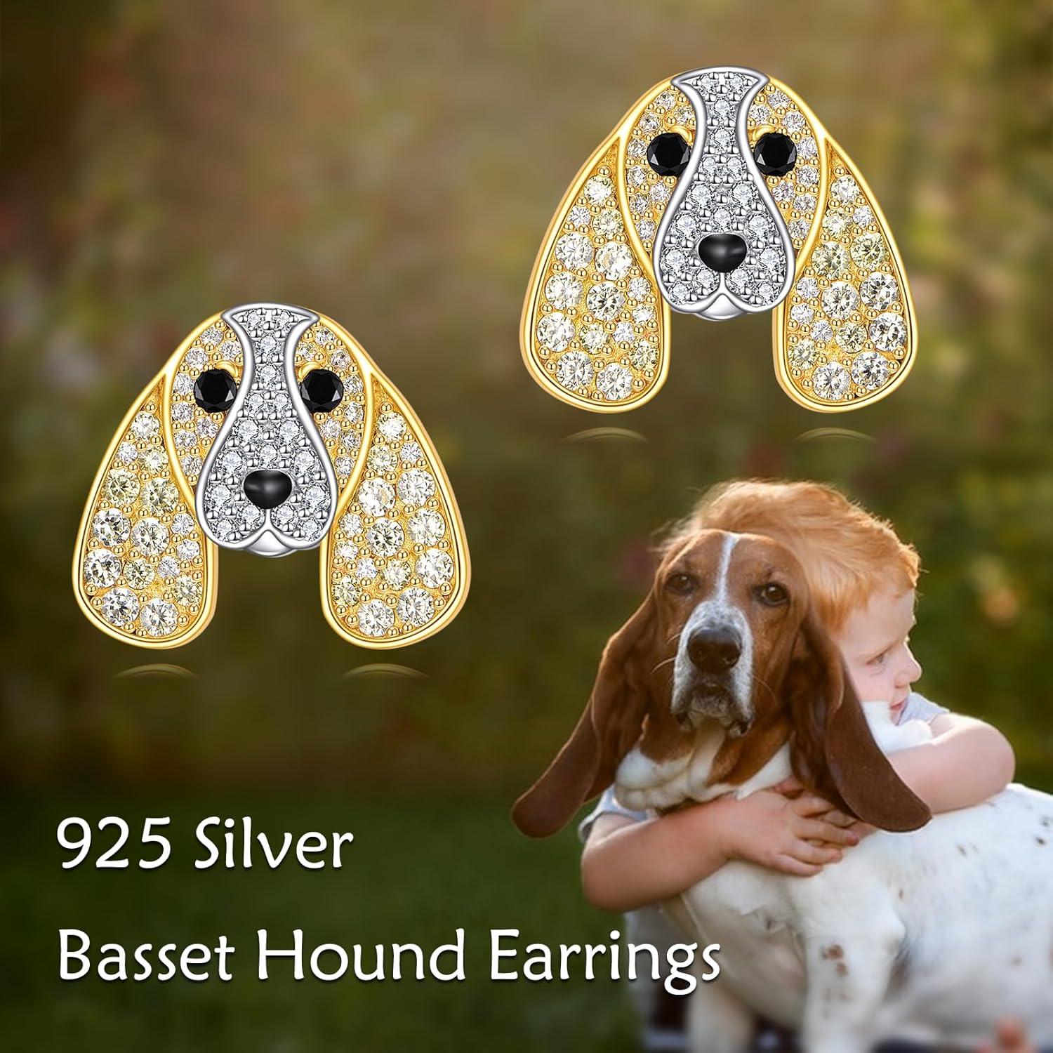 image:imageYFN Dog Stud Earrings Sterling Silver Dog Breed Earrings Jewelry Puppy Gifts for WomenBasset Hound