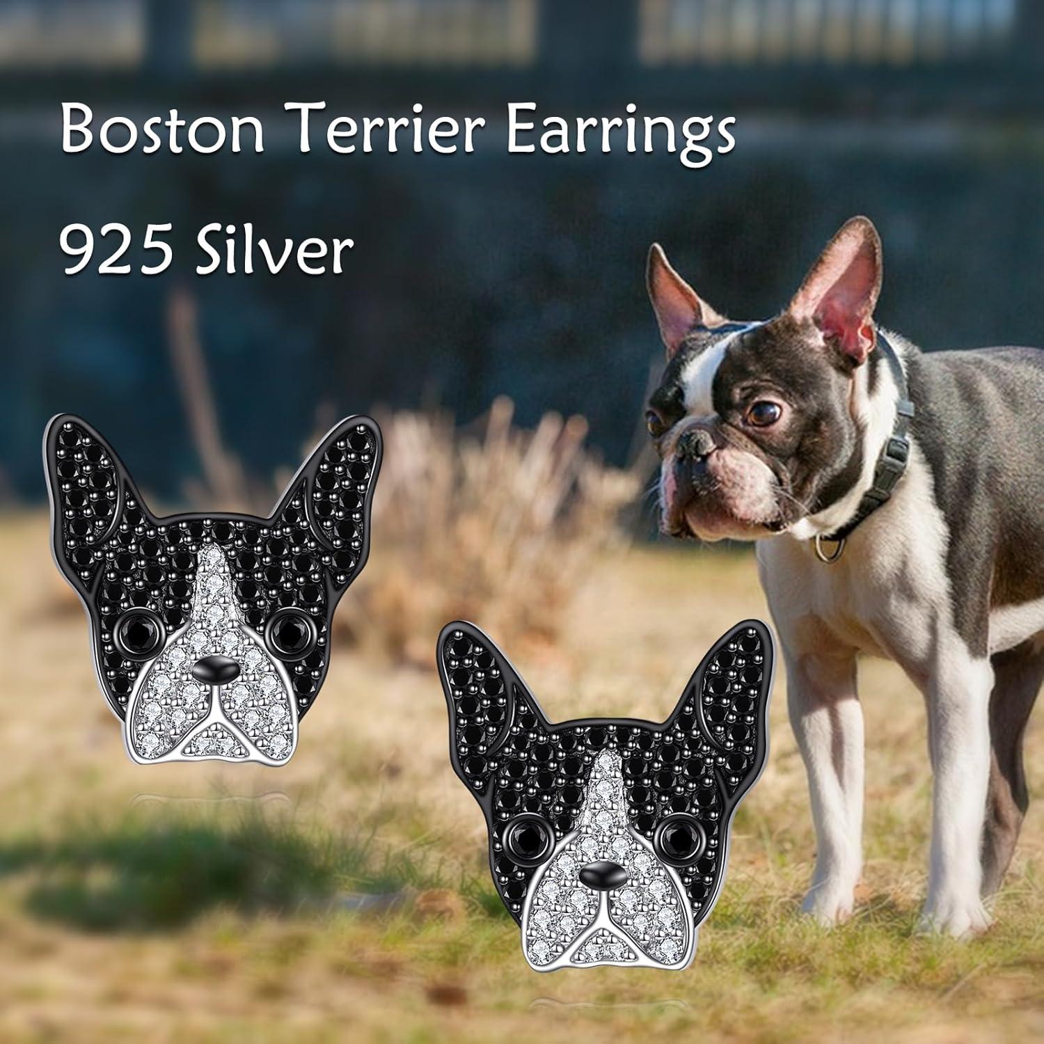 image:imageYFN Dog Stud Earrings Sterling Silver Dog Breed Earrings Jewelry Puppy Gifts for WomenBoston Terrier