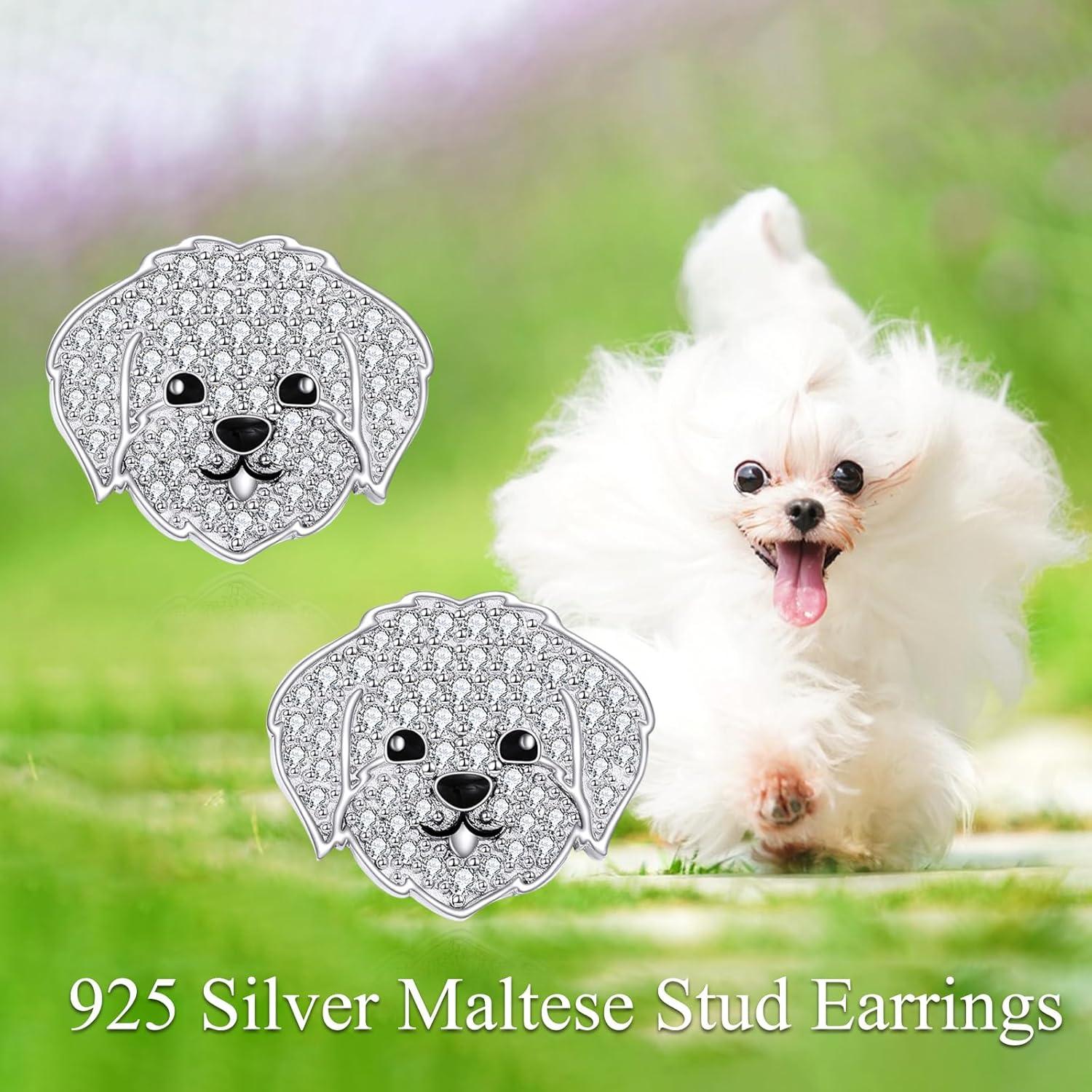 image:imageYFN Dog Stud Earrings Sterling Silver Dog Breed Earrings Jewelry Puppy Gifts for WomenMaltese