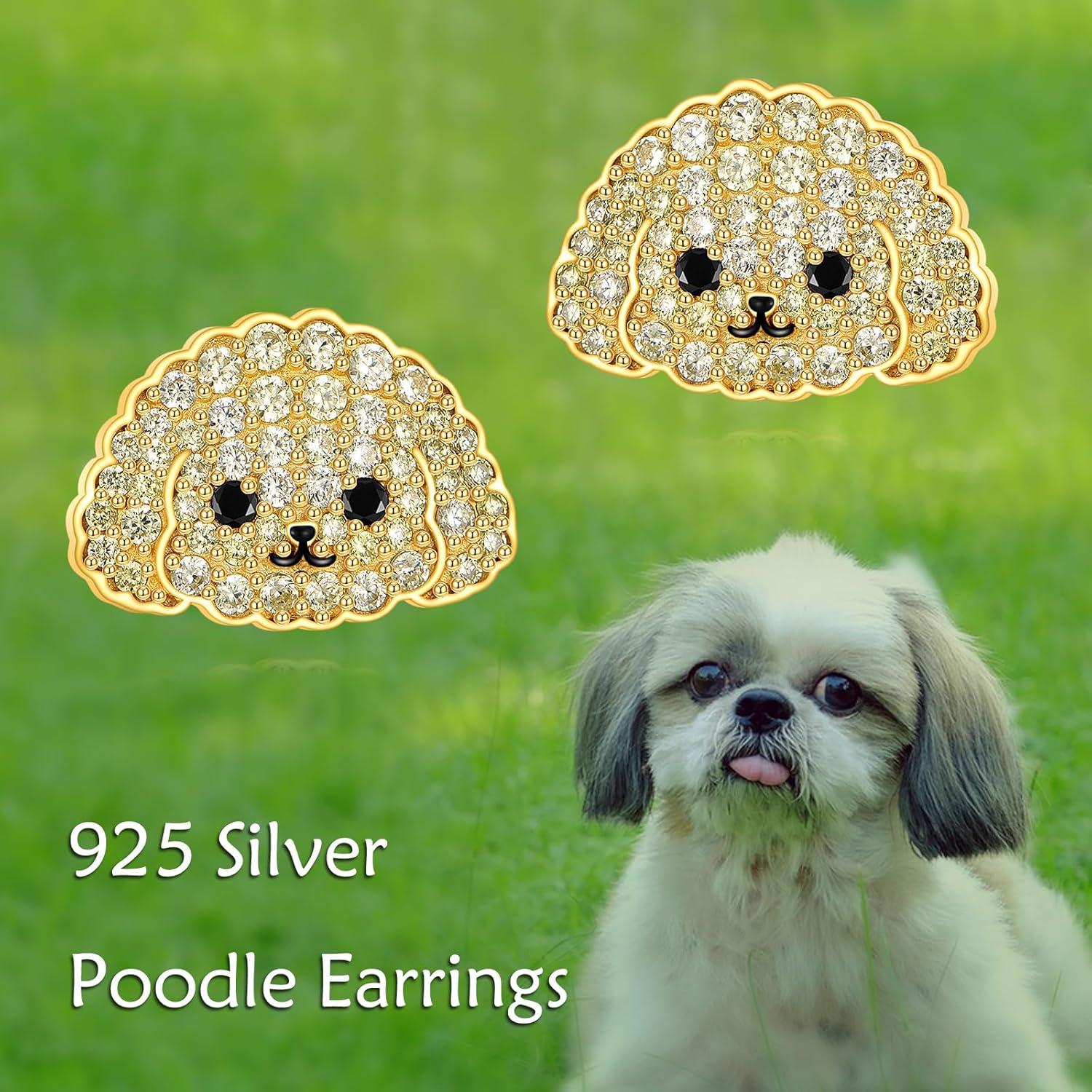 image:imageYFN Dog Stud Earrings Sterling Silver Dog Breed Earrings Jewelry Puppy Gifts for WomenPoodle