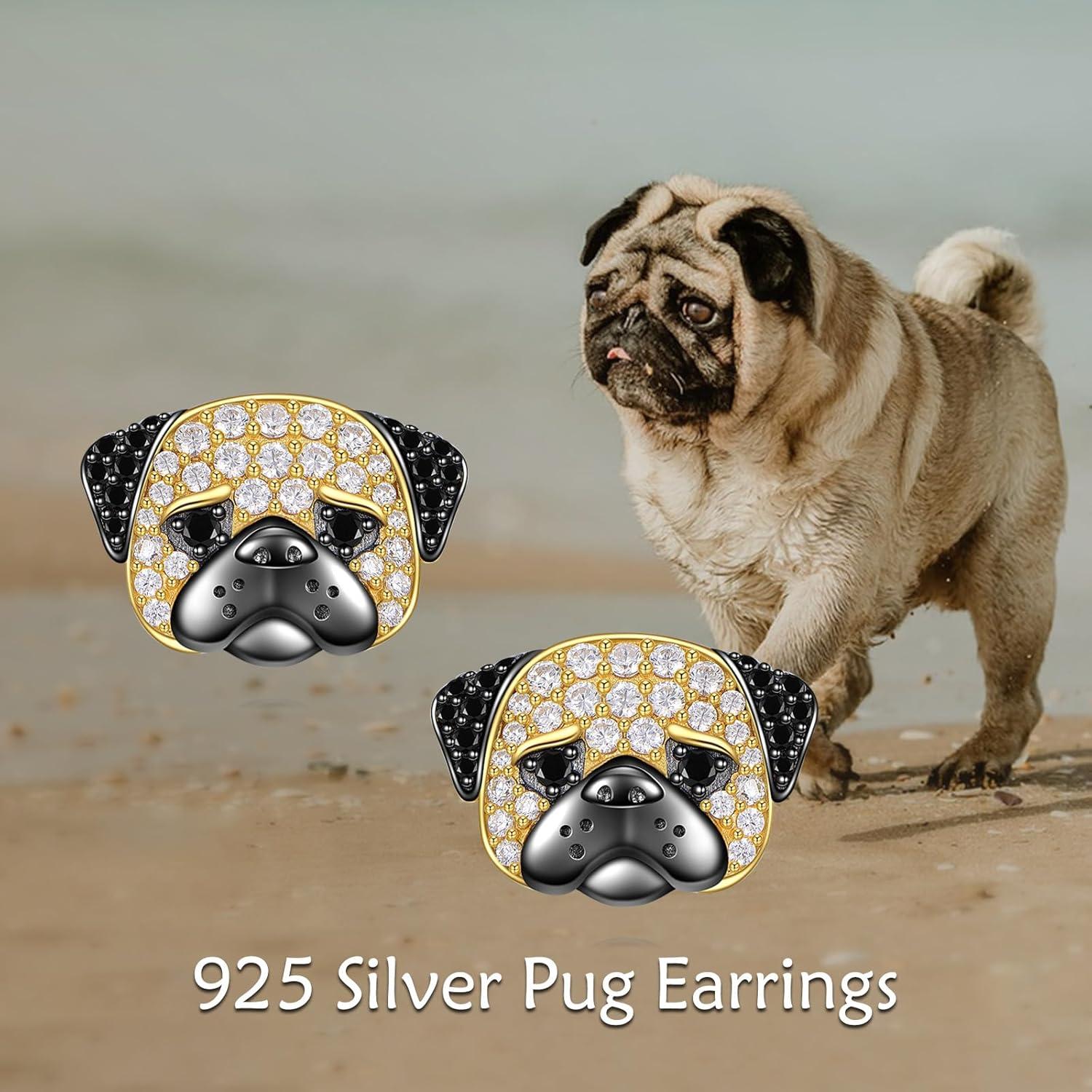 image:imageYFN Dog Stud Earrings Sterling Silver Dog Breed Earrings Jewelry Puppy Gifts for WomenPug