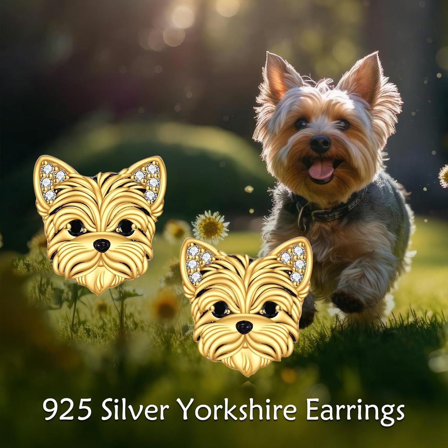 image:imageYFN Dog Stud Earrings Sterling Silver Dog Breed Earrings Jewelry Puppy Gifts for WomenYorkie