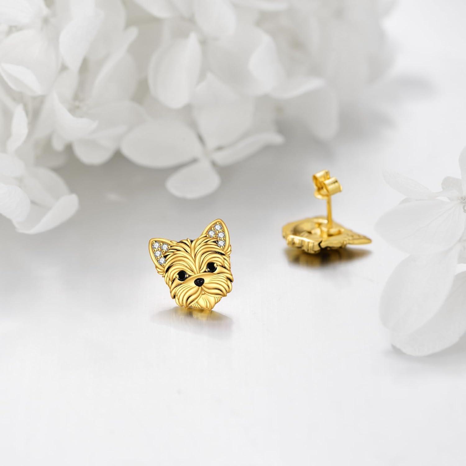 image:imageYFN Dog Stud Earrings Sterling Silver Dog Breed Earrings Jewelry Puppy Gifts for WomenYorkie