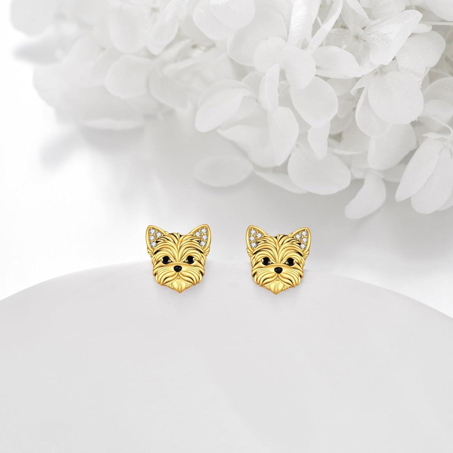 image:imageYFN Dog Stud Earrings Sterling Silver Dog Breed Earrings Jewelry Puppy Gifts for WomenYorkie