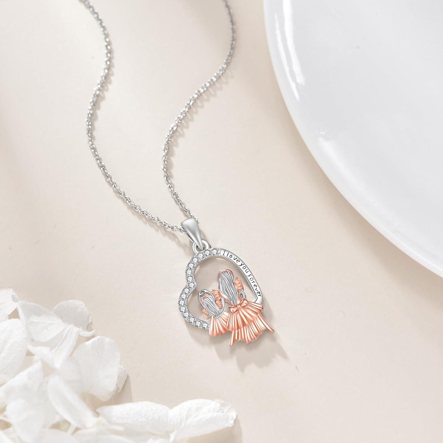 image:imageYFN Mom Necklace for Women Sterling Silver mother necklace Mothers Day Birthday Jewelry Gifts for Mother Grandma 18SilverMother Daughter Necklace