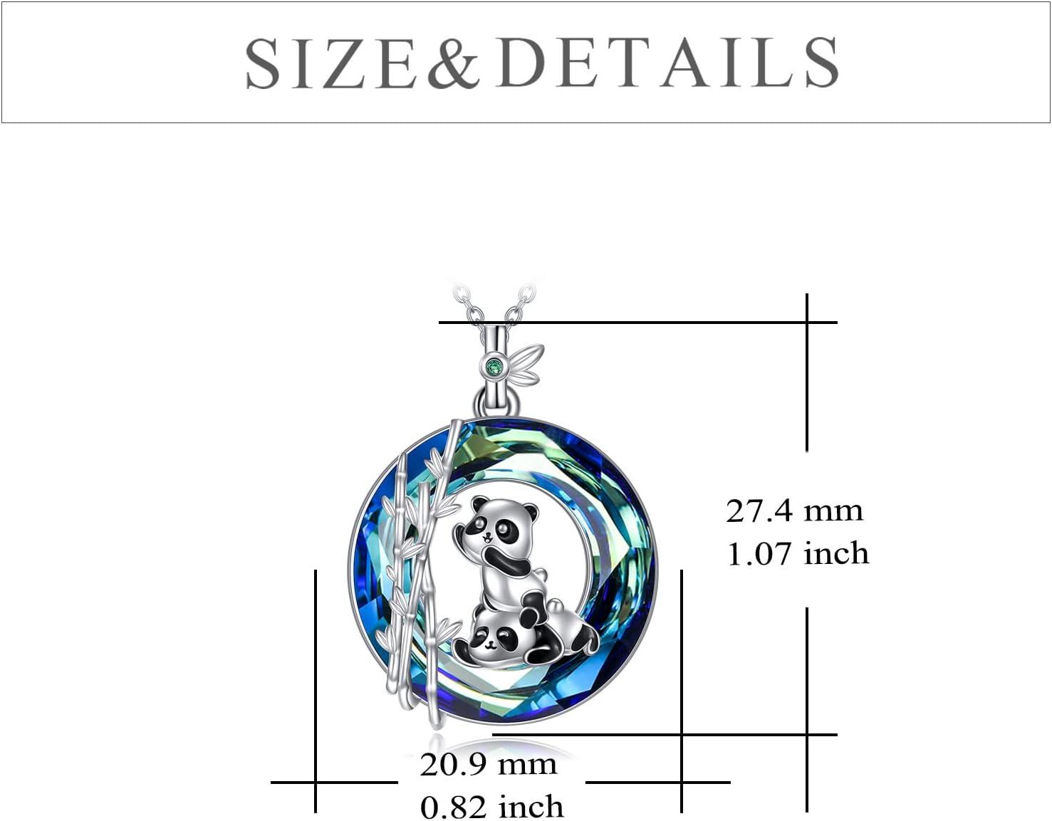 image:imageYFN Panda Sterling Silver Panda Bamboo Pendant Necklace with Blue Crystal