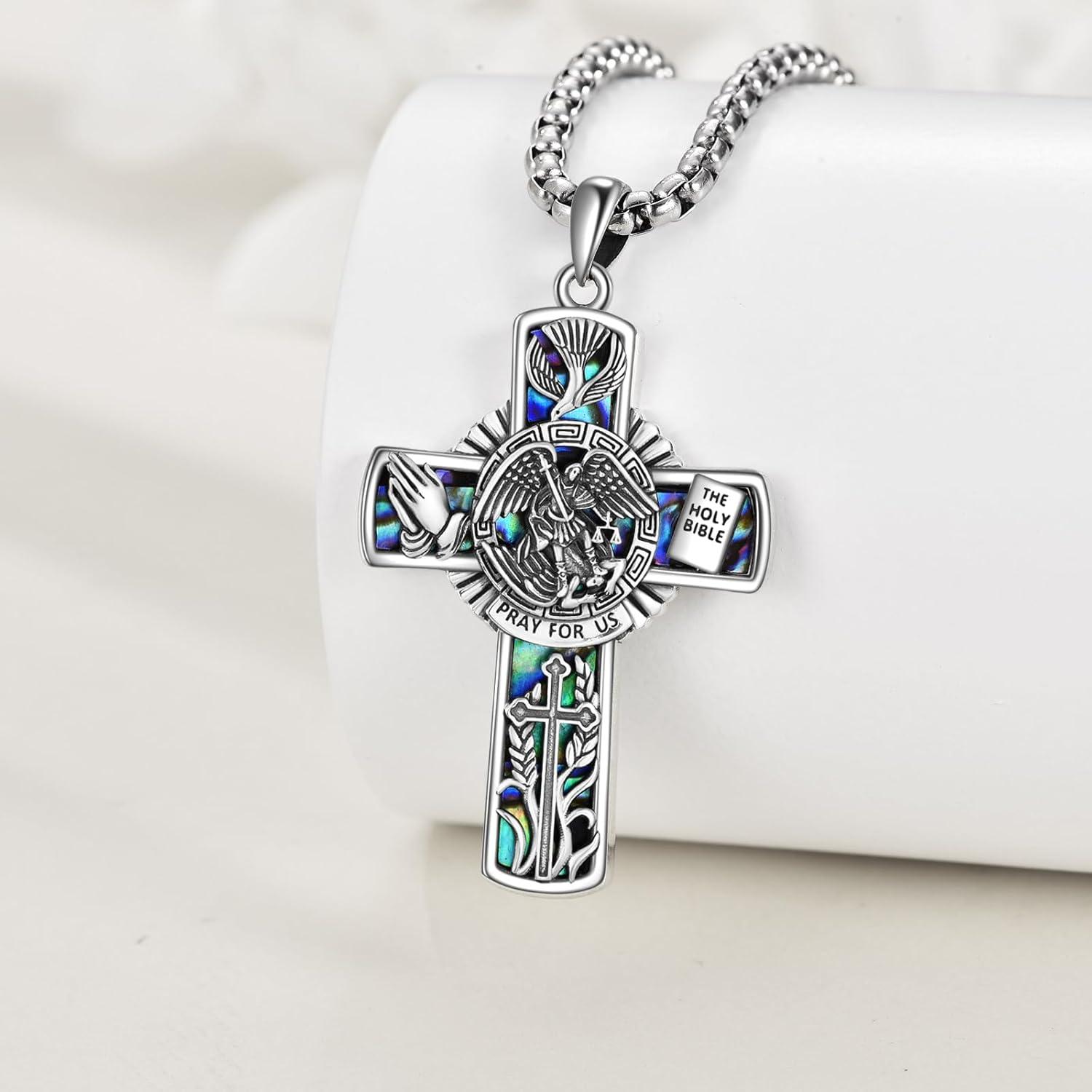 image:imageYFN Patron Saint Necklace Sterling Silver Amulet Medal Pendant Religious Protector Jewelry Gifts for Women Men01 St Michael Cross