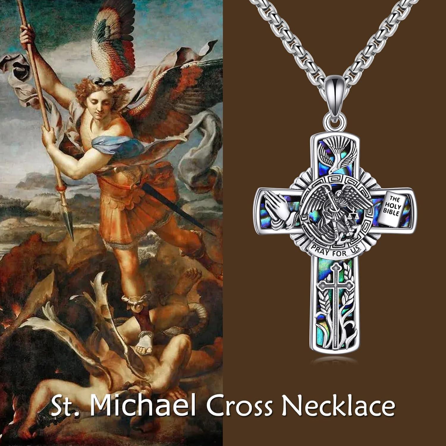 image:imageYFN Patron Saint Necklace Sterling Silver Amulet Medal Pendant Religious Protector Jewelry Gifts for Women Men01 St Michael Cross