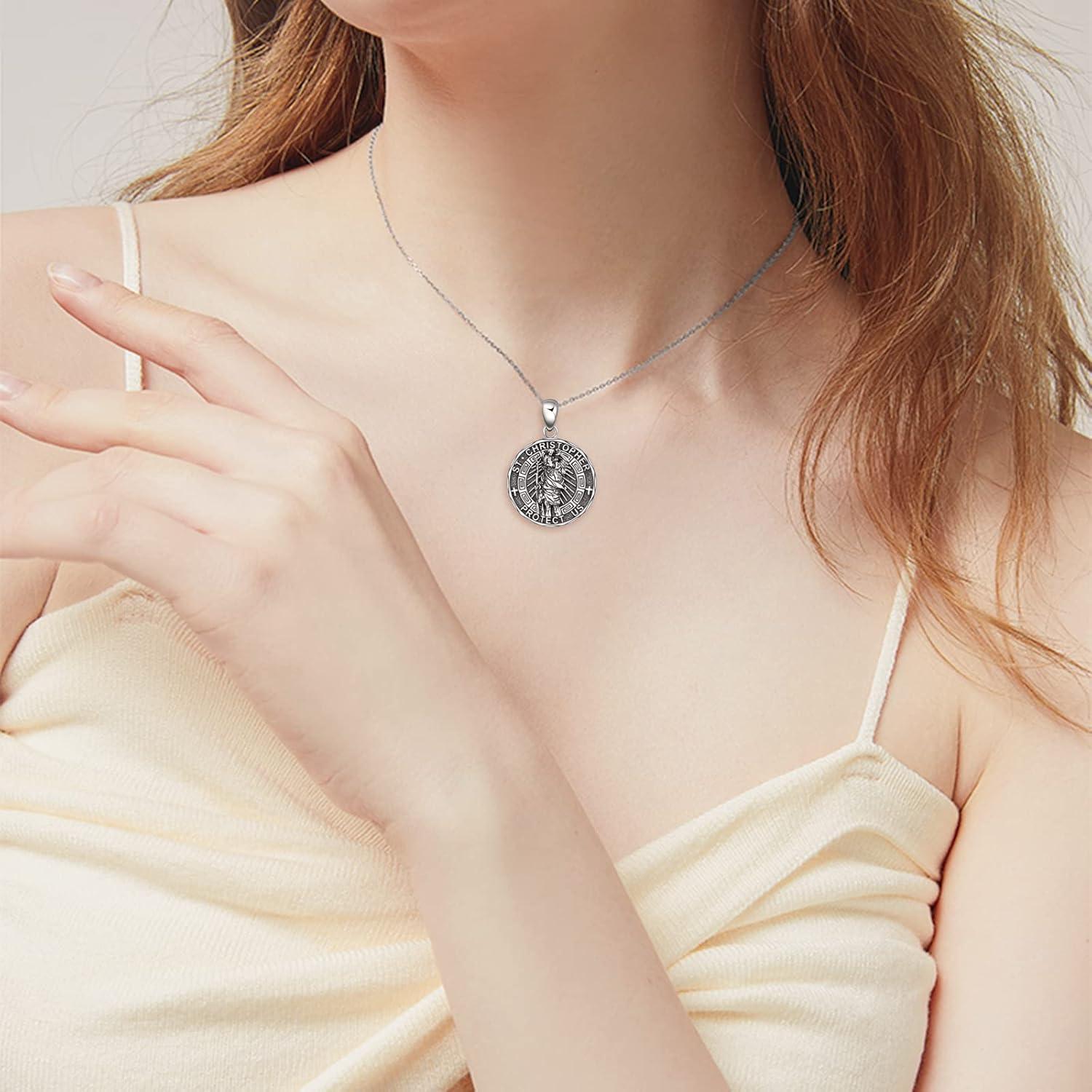 image:imageYFN Patron Saint Necklace Sterling Silver Amulet Medal Pendant Religious Protector Jewelry Gifts for Women Men02 St Christopher