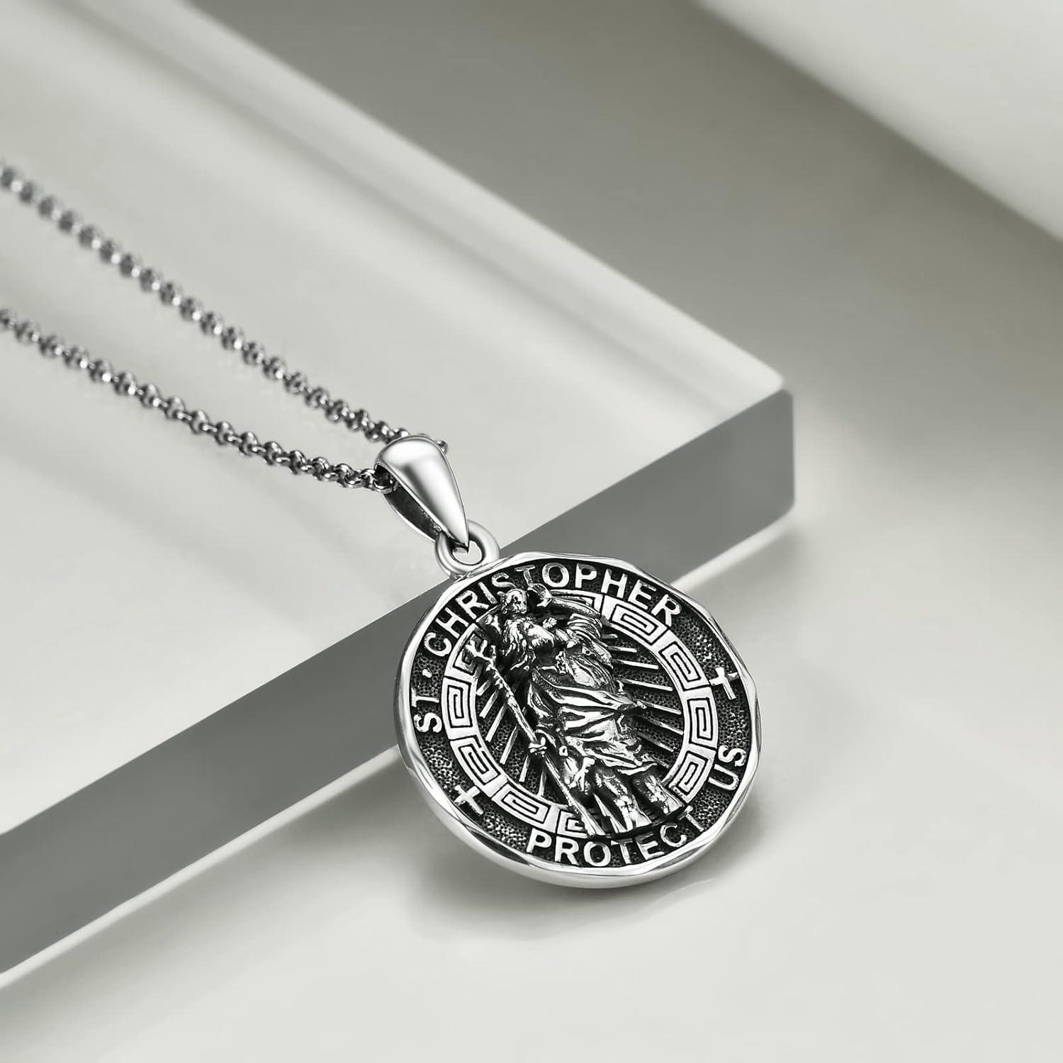 image:imageYFN Patron Saint Necklace Sterling Silver Amulet Medal Pendant Religious Protector Jewelry Gifts for Women Men02 St Christopher