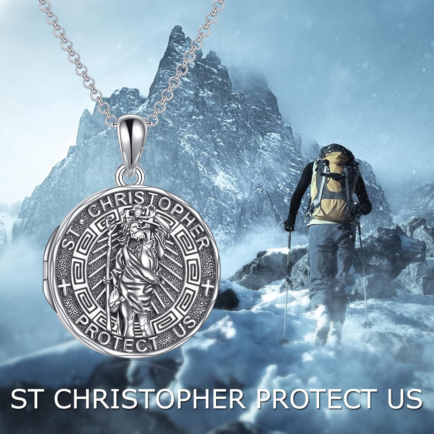 image:imageYFN Patron Saint Necklace Sterling Silver Amulet Medal Pendant Religious Protector Jewelry Gifts for Women Men02 St Christopher Locket