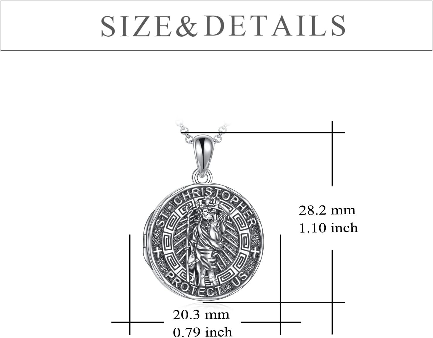 image:imageYFN Patron Saint Necklace Sterling Silver Amulet Medal Pendant Religious Protector Jewelry Gifts for Women Men02 St Christopher Locket