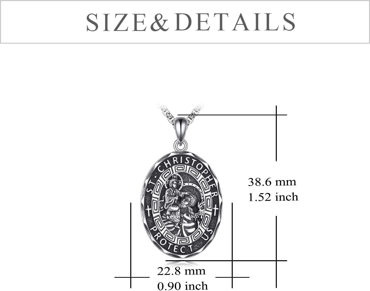 image:imageYFN Patron Saint Necklace Sterling Silver Amulet Medal Pendant Religious Protector Jewelry Gifts for Women Men02 St Christopher Oval