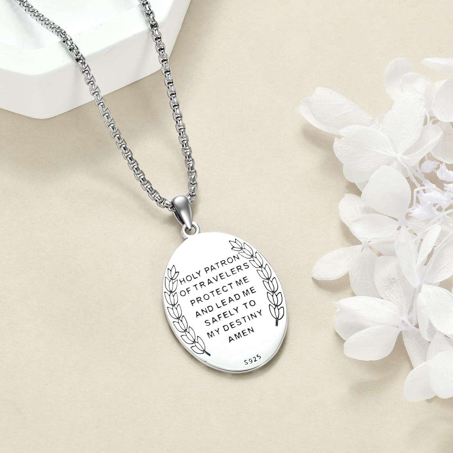 image:imageYFN Patron Saint Necklace Sterling Silver Amulet Medal Pendant Religious Protector Jewelry Gifts for Women Men02 St Christopher Oval