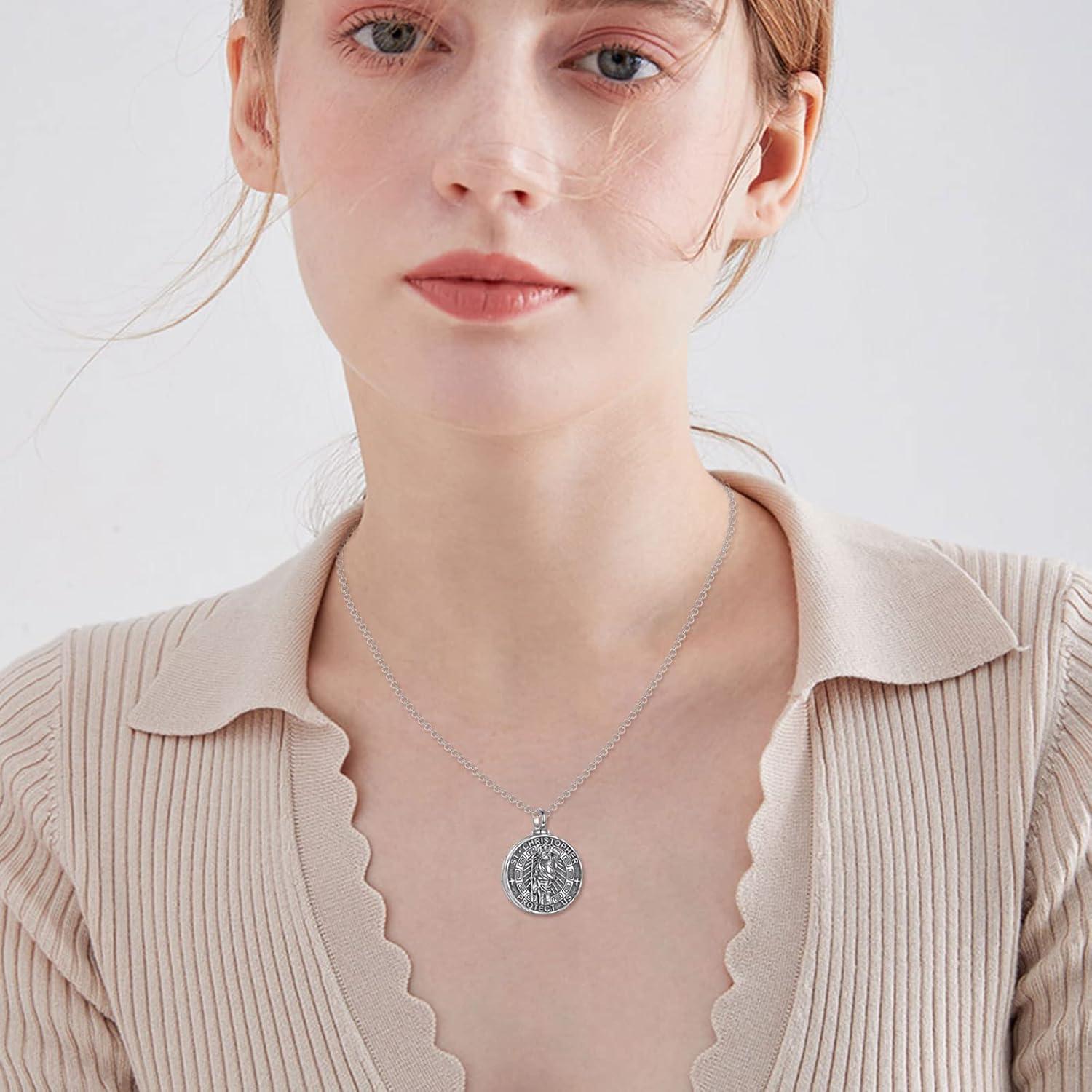 image:imageYFN Patron Saint Necklace Sterling Silver Amulet Medal Pendant Religious Protector Jewelry Gifts for Women Men02 St Christopher Urn