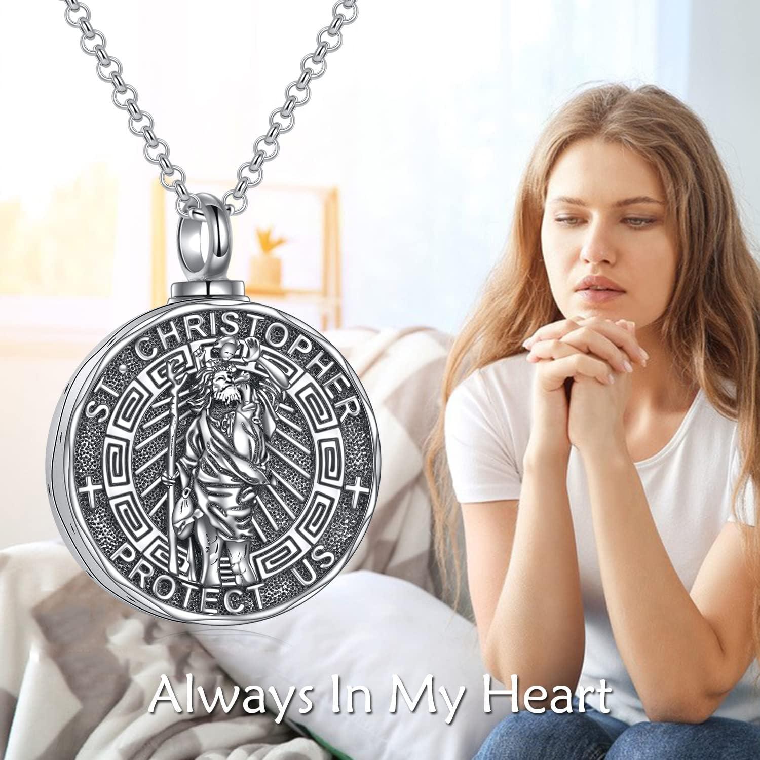 image:imageYFN Patron Saint Necklace Sterling Silver Amulet Medal Pendant Religious Protector Jewelry Gifts for Women Men02 St Christopher Urn