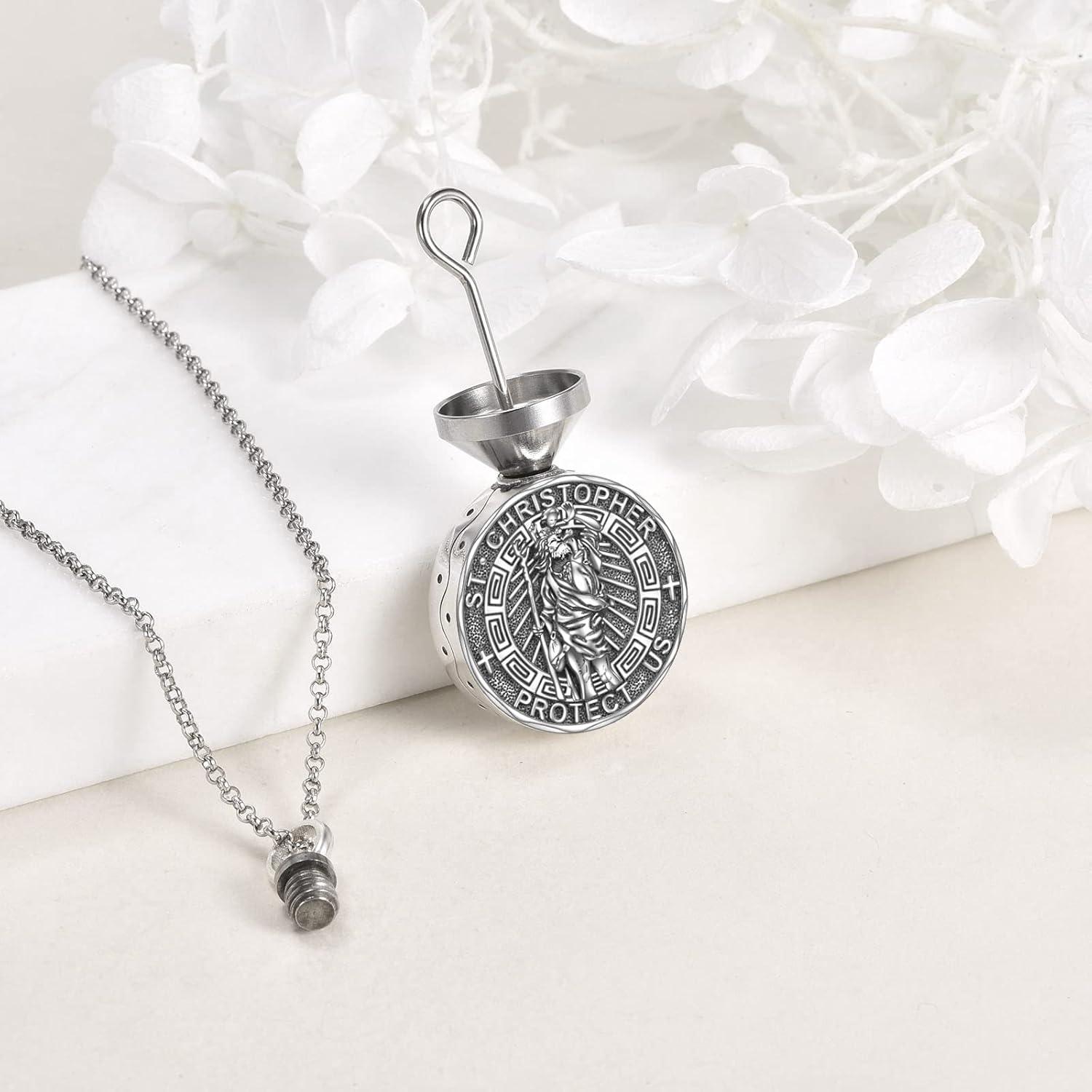 image:imageYFN Patron Saint Necklace Sterling Silver Amulet Medal Pendant Religious Protector Jewelry Gifts for Women Men02 St Christopher Urn