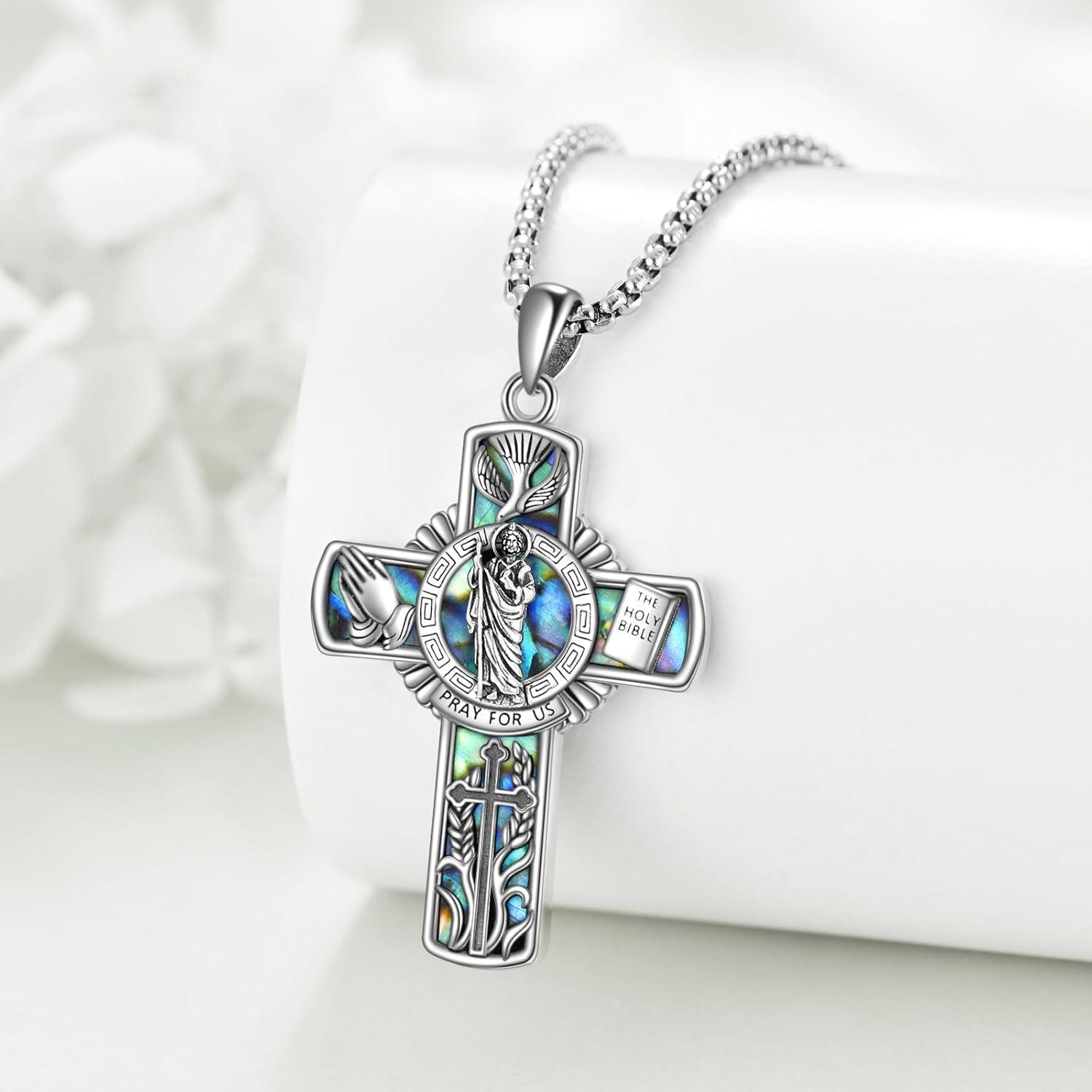 image:imageYFN Patron Saint Necklace Sterling Silver Amulet Medal Pendant Religious Protector Jewelry Gifts for Women Men03 St Jude Cross