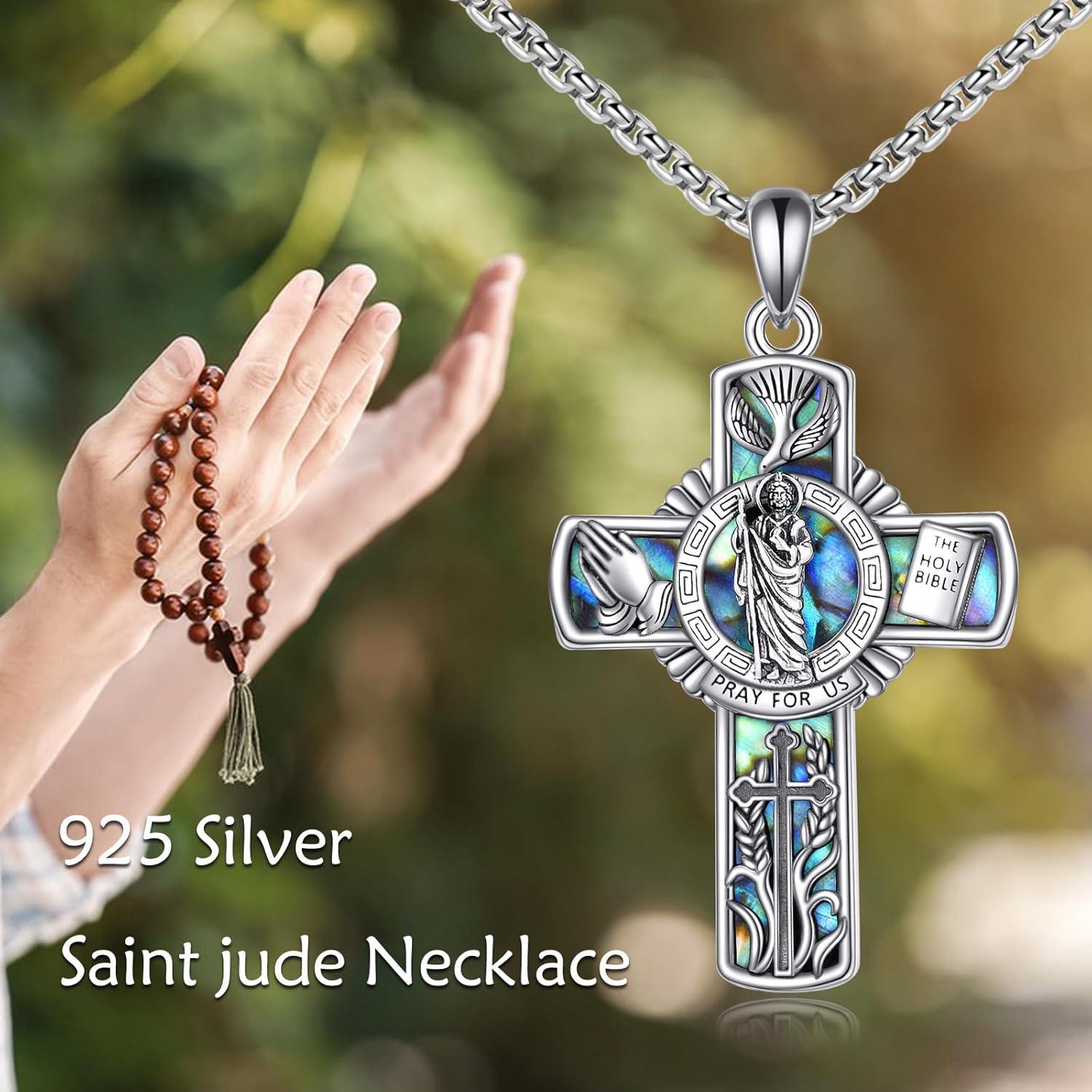 image:imageYFN Patron Saint Necklace Sterling Silver Amulet Medal Pendant Religious Protector Jewelry Gifts for Women Men03 St Jude Cross