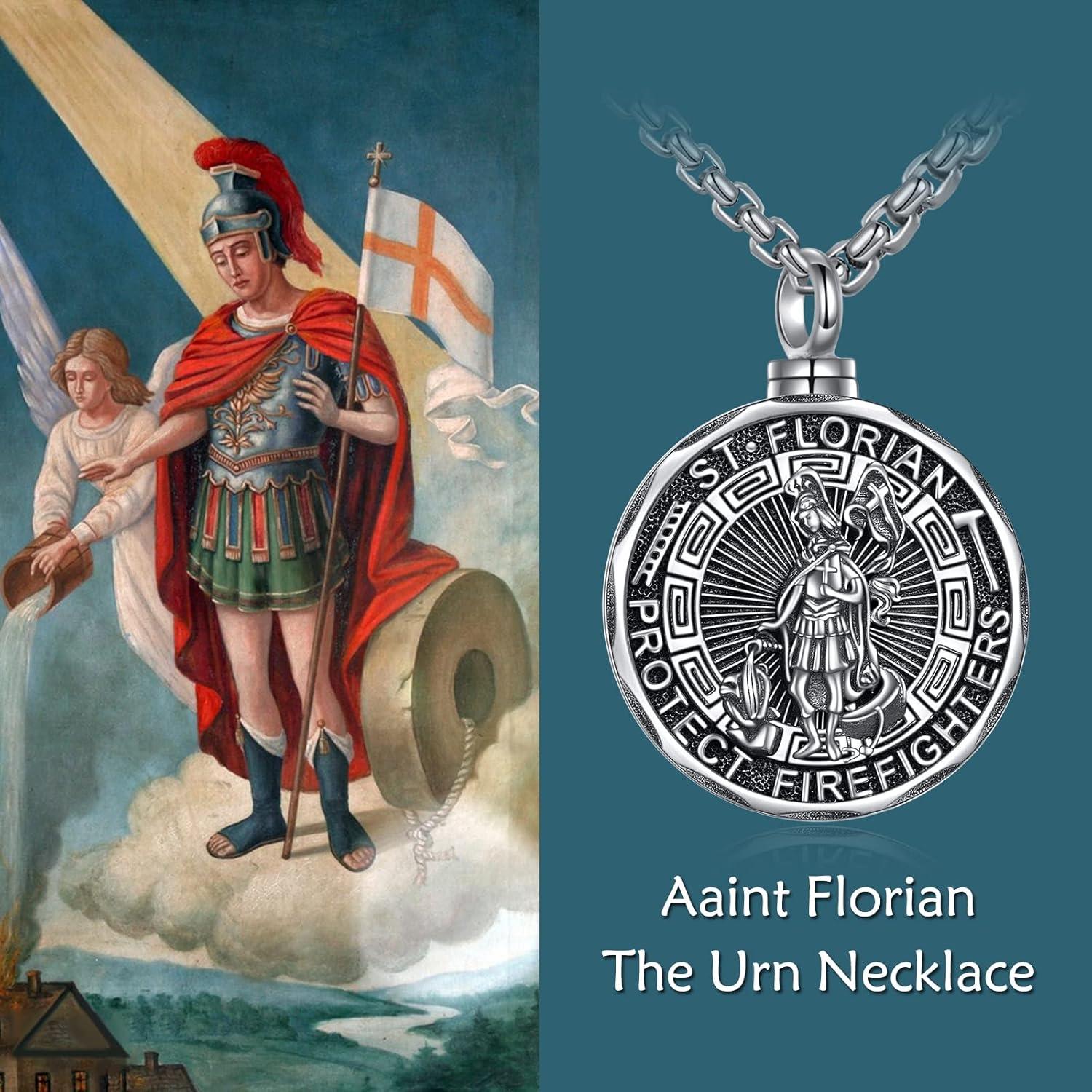 image:imageYFN Patron Saint Necklace Sterling Silver Amulet Medal Pendant Religious Protector Jewelry Gifts for Women Men05 St Florian Urn