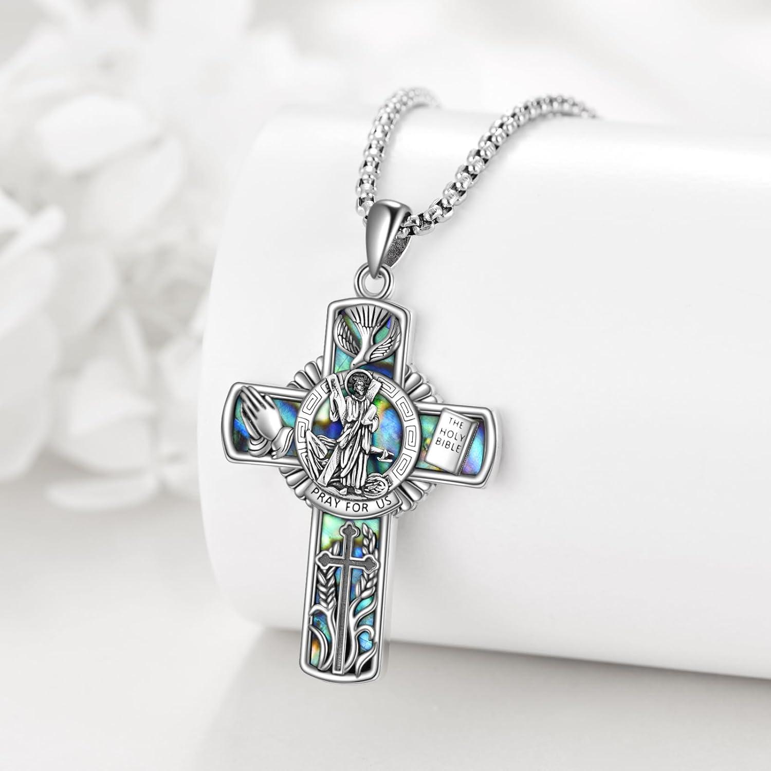 image:imageYFN Patron Saint Necklace Sterling Silver Amulet Medal Pendant Religious Protector Jewelry Gifts for Women Men07 St Andrew Cross
