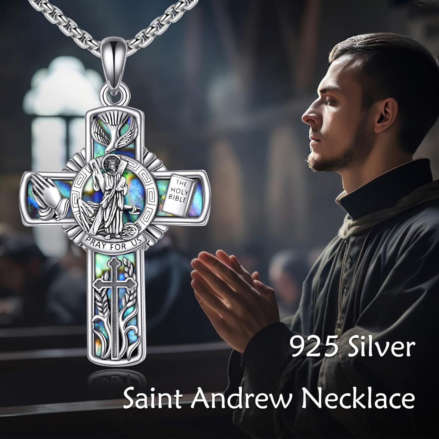 image:imageYFN Patron Saint Necklace Sterling Silver Amulet Medal Pendant Religious Protector Jewelry Gifts for Women Men07 St Andrew Cross