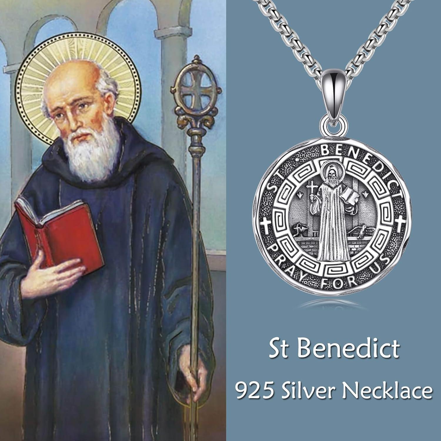 image:imageYFN Patron Saint Necklace Sterling Silver Amulet Medal Pendant Religious Protector Jewelry Gifts for Women Men08 St Benedict