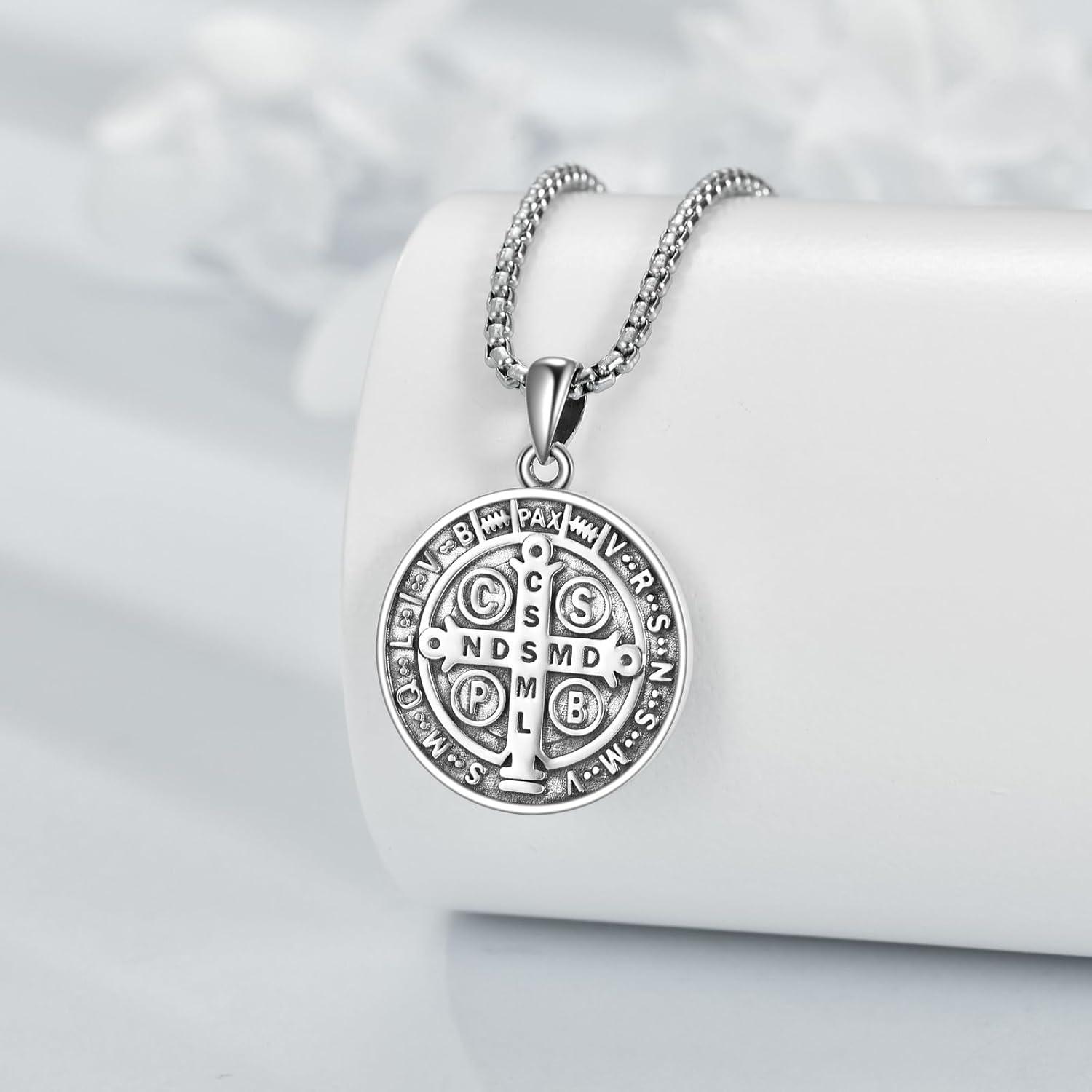 image:imageYFN Patron Saint Necklace Sterling Silver Amulet Medal Pendant Religious Protector Jewelry Gifts for Women Men08 St Benedict