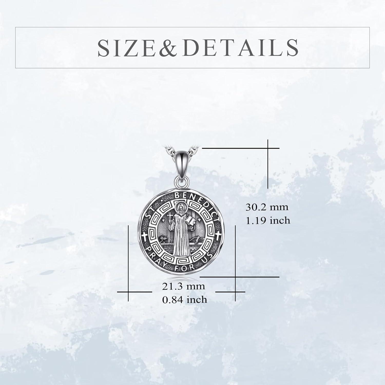 image:imageYFN Patron Saint Necklace Sterling Silver Amulet Medal Pendant Religious Protector Jewelry Gifts for Women Men08 St Benedict