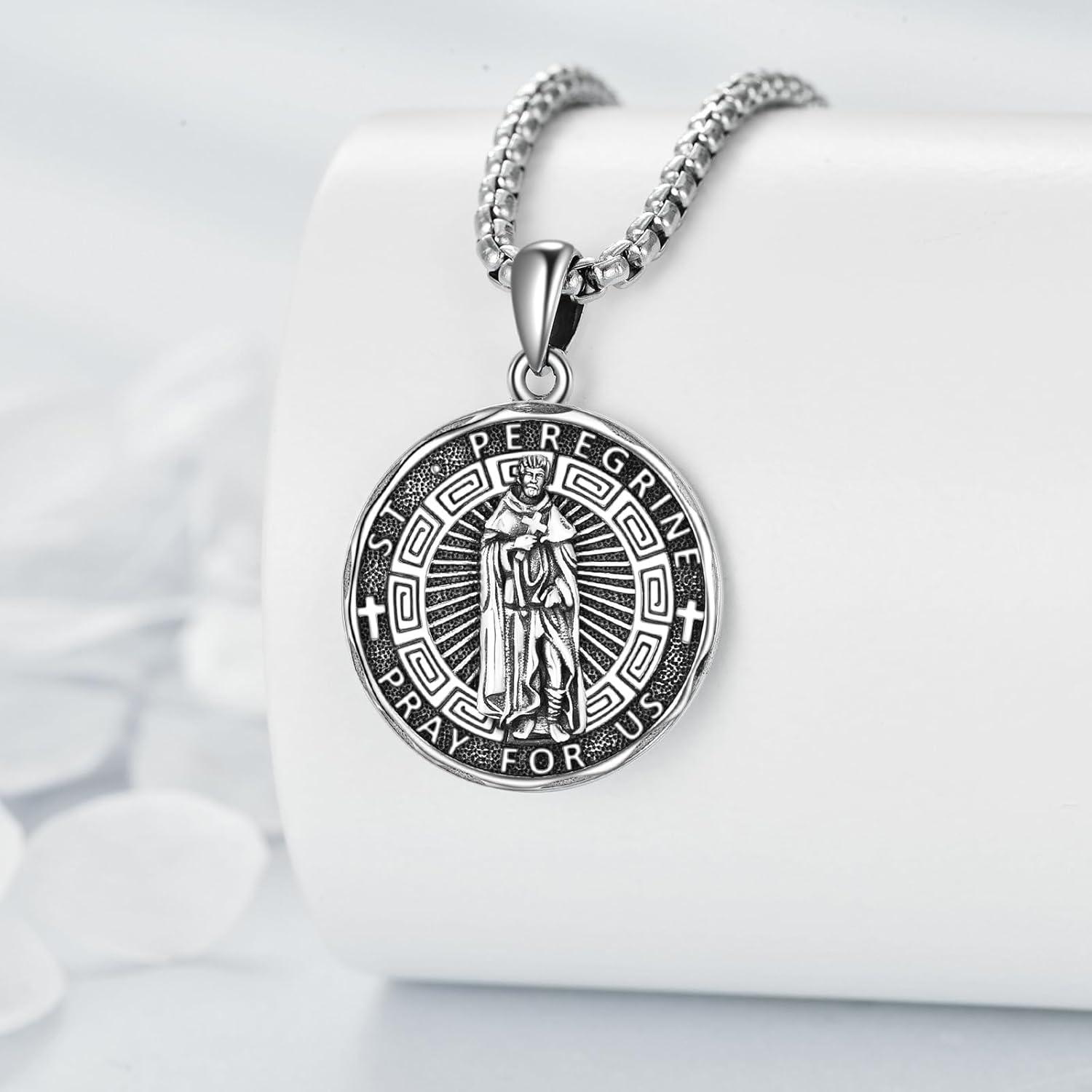 image:imageYFN Patron Saint Necklace Sterling Silver Amulet Medal Pendant Religious Protector Jewelry Gifts for Women Men09 St Peregrine