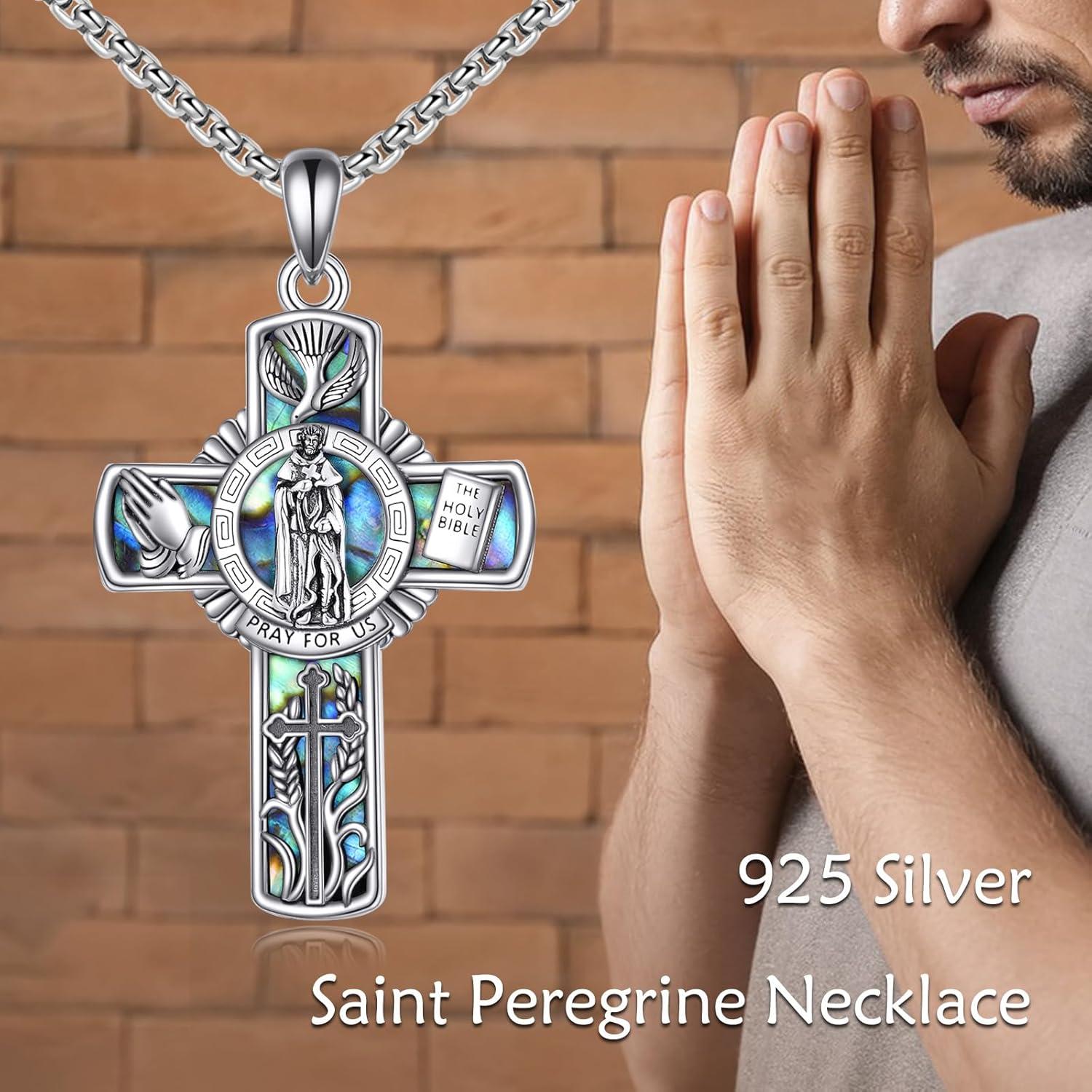 image:imageYFN Patron Saint Necklace Sterling Silver Amulet Medal Pendant Religious Protector Jewelry Gifts for Women Men09 St Peregrine Cross