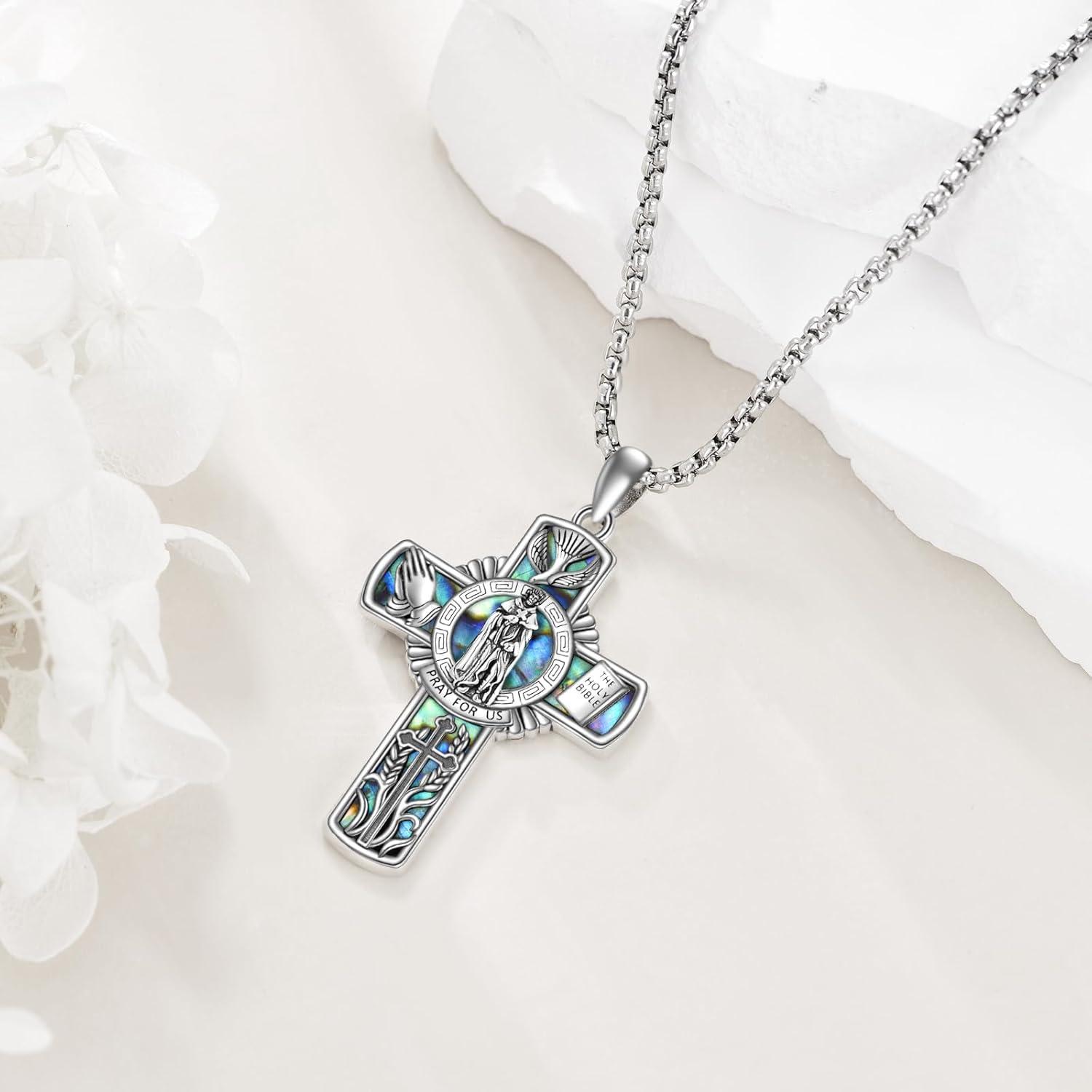 image:imageYFN Patron Saint Necklace Sterling Silver Amulet Medal Pendant Religious Protector Jewelry Gifts for Women Men09 St Peregrine Cross