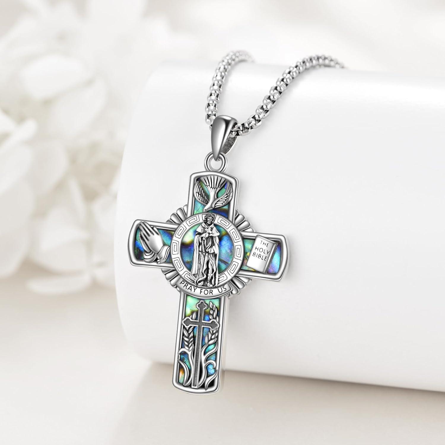 image:imageYFN Patron Saint Necklace Sterling Silver Amulet Medal Pendant Religious Protector Jewelry Gifts for Women Men09 St Peregrine Cross