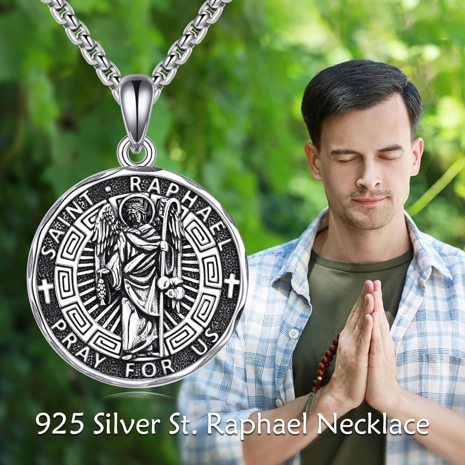 image:imageYFN Patron Saint Necklace Sterling Silver Amulet Medal Pendant Religious Protector Jewelry Gifts for Women Men10 St Raphael