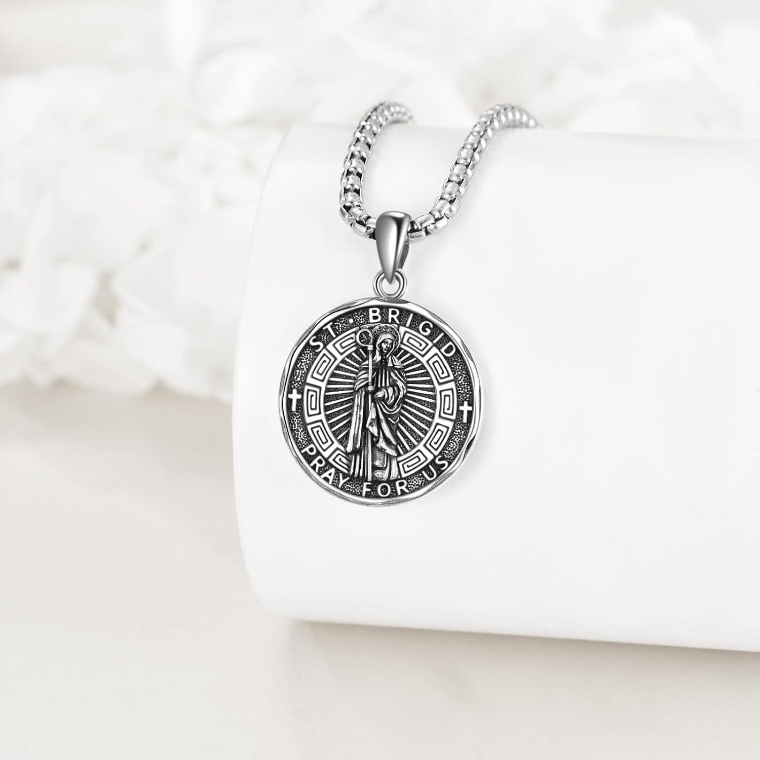 image:imageYFN Patron Saint Necklace Sterling Silver Amulet Medal Pendant Religious Protector Jewelry Gifts for Women Men11 St Brigid