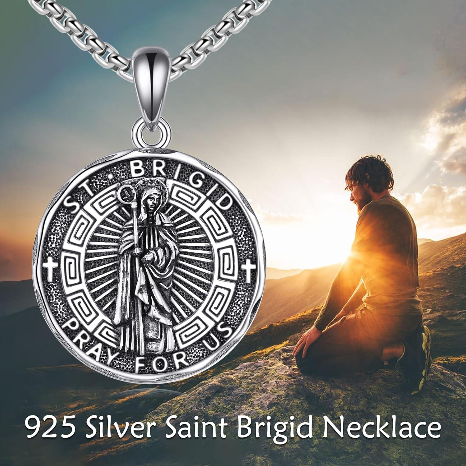 image:imageYFN Patron Saint Necklace Sterling Silver Amulet Medal Pendant Religious Protector Jewelry Gifts for Women Men11 St Brigid