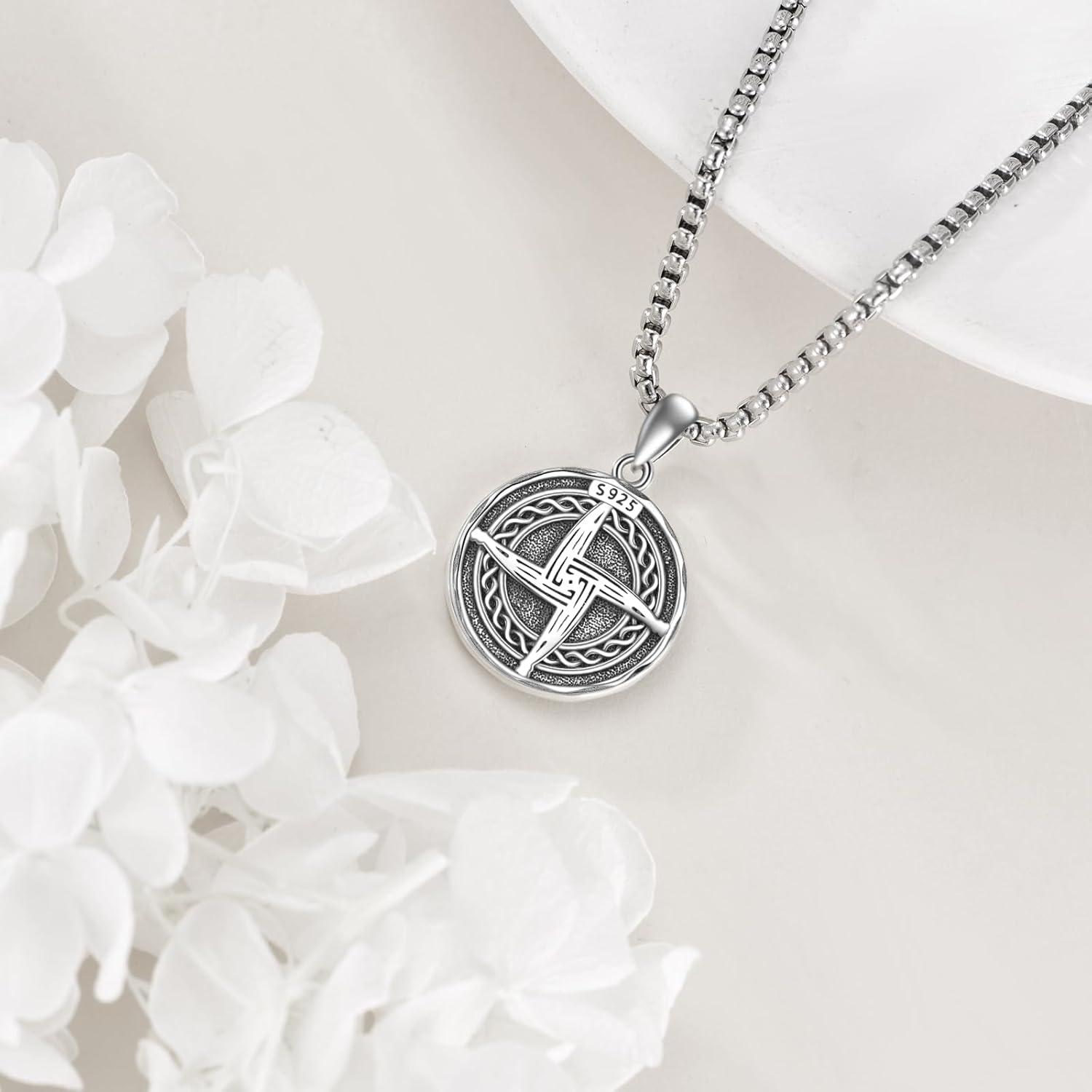 image:imageYFN Patron Saint Necklace Sterling Silver Amulet Medal Pendant Religious Protector Jewelry Gifts for Women Men11 St Brigid