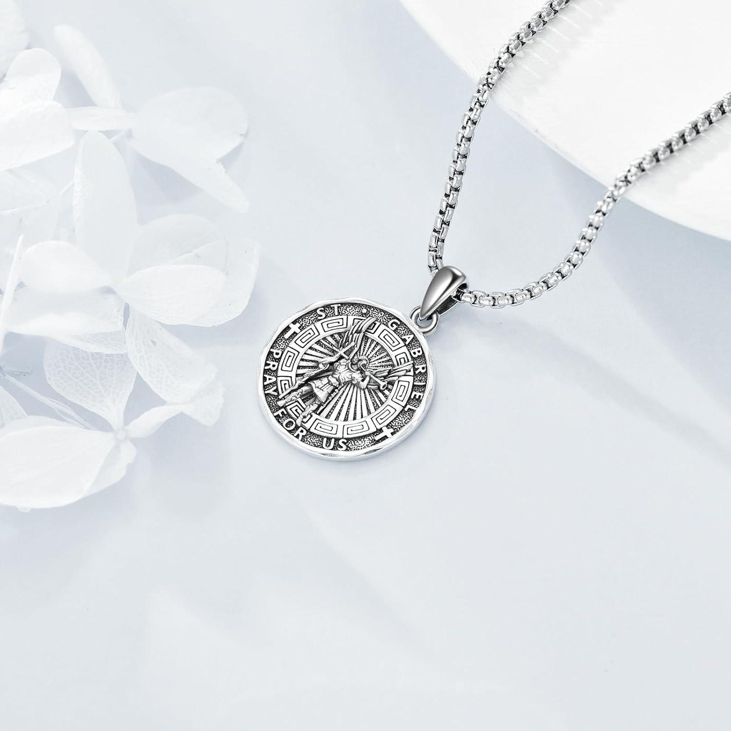 image:imageYFN Patron Saint Necklace Sterling Silver Amulet Medal Pendant Religious Protector Jewelry Gifts for Women Men12 St Gabriel