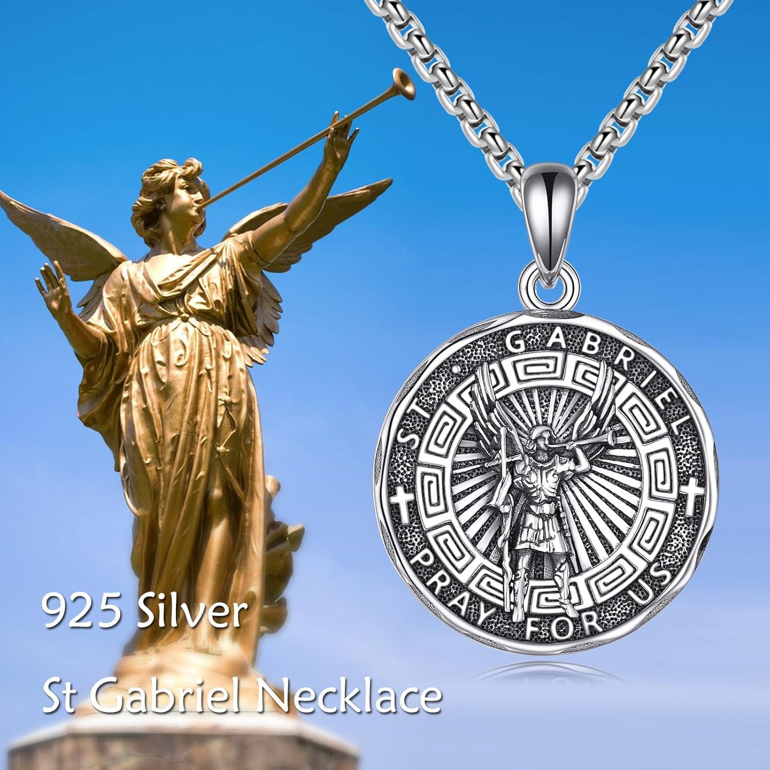 image:imageYFN Patron Saint Necklace Sterling Silver Amulet Medal Pendant Religious Protector Jewelry Gifts for Women Men12 St Gabriel