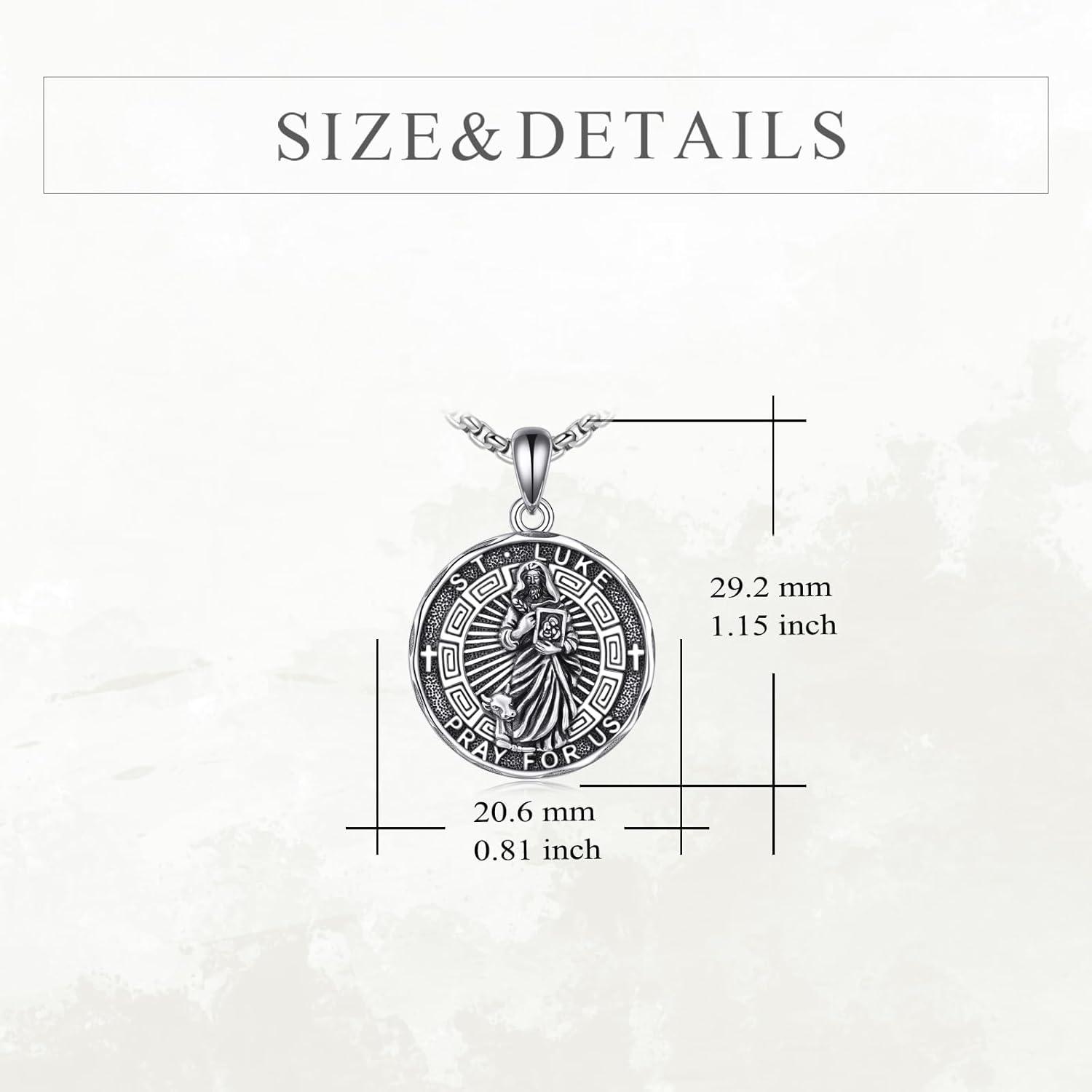 image:imageYFN Patron Saint Necklace Sterling Silver Amulet Medal Pendant Religious Protector Jewelry Gifts for Women Men19 St Luke