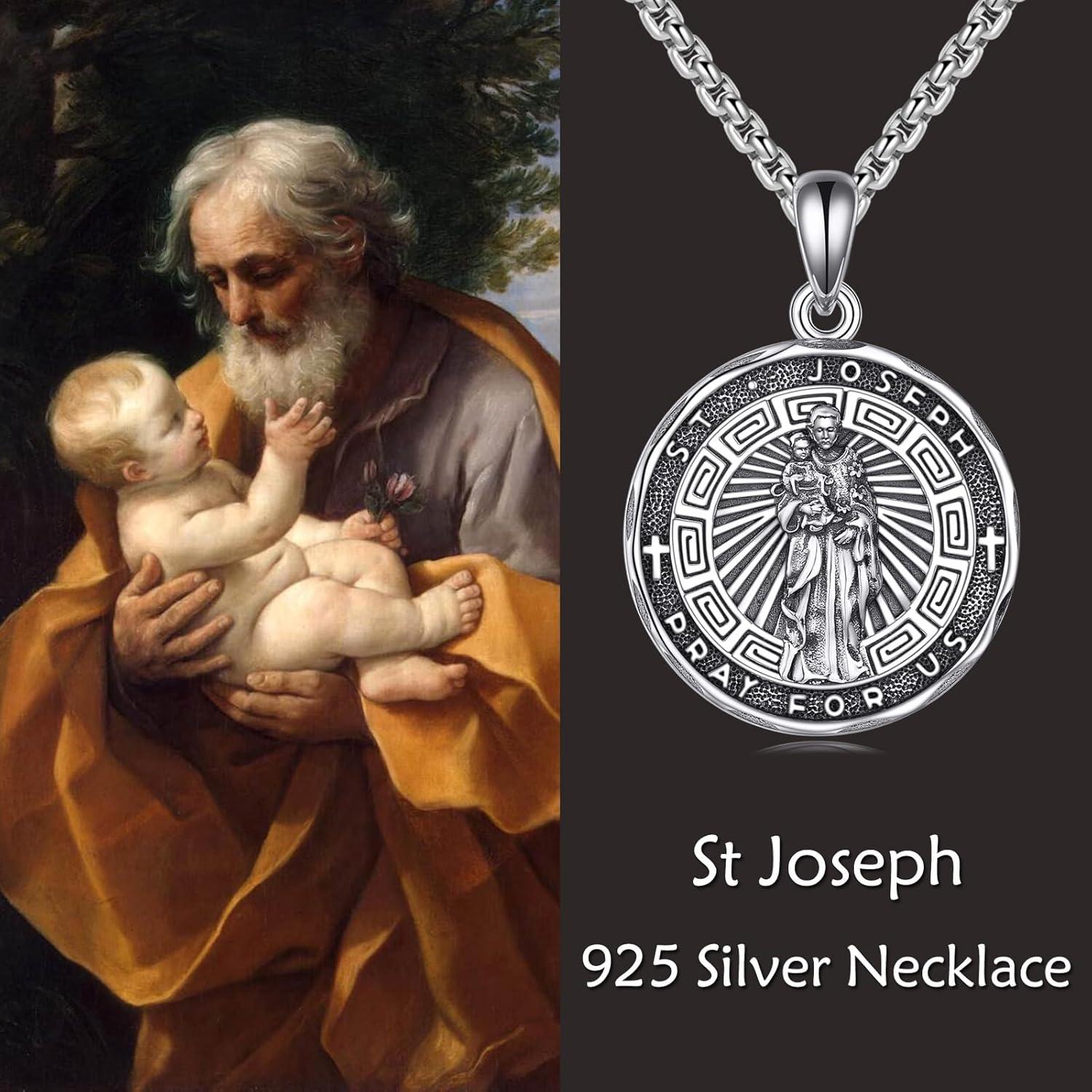 image:imageYFN Patron Saint Necklace Sterling Silver Amulet Medal Pendant Religious Protector Jewelry Gifts for Women Men22 St Joseph