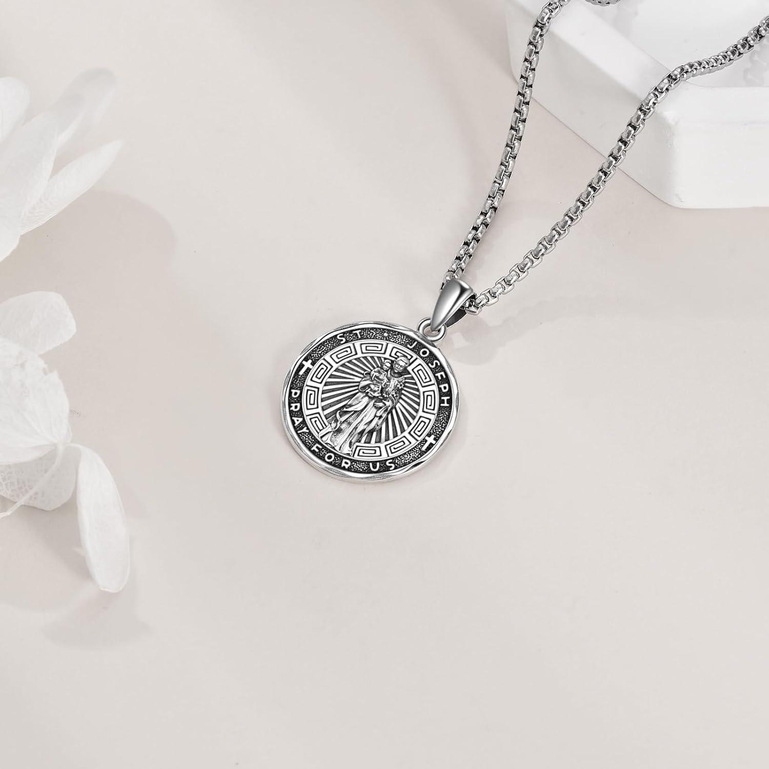 image:imageYFN Patron Saint Necklace Sterling Silver Amulet Medal Pendant Religious Protector Jewelry Gifts for Women Men22 St Joseph